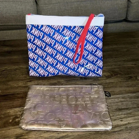 Victoria’s Secret / PINK Bundle of 2 Cosmetics Skincare Makeup Zipper Bags Cases - Picture 4 of 8